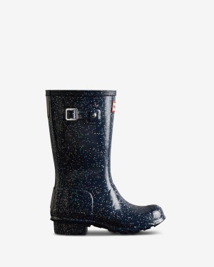 Botas Hunter Giant Glitter Wellington Criança Azuis | 9485XUCVM