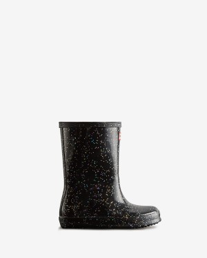 Botas Hunter Giant Glitter Wellington Criança Pretas | 1480SFQMC