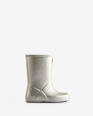 Botas Hunter Metallic Wellington Criança Prateadas | 1680BDMUE