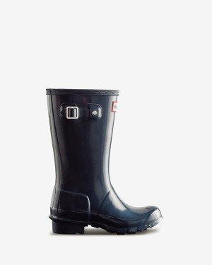 Botas Hunter Original Gloss Wellington Criança Azul Marinho | 6820MCLWE