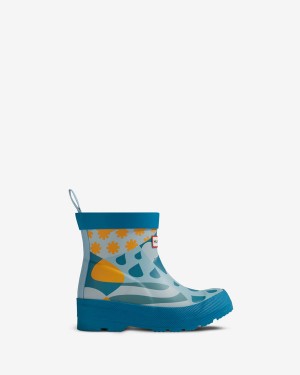 Botas Hunter Patchwork Weather Print Play Wellington Criança Turquesa | 8539QGHYI