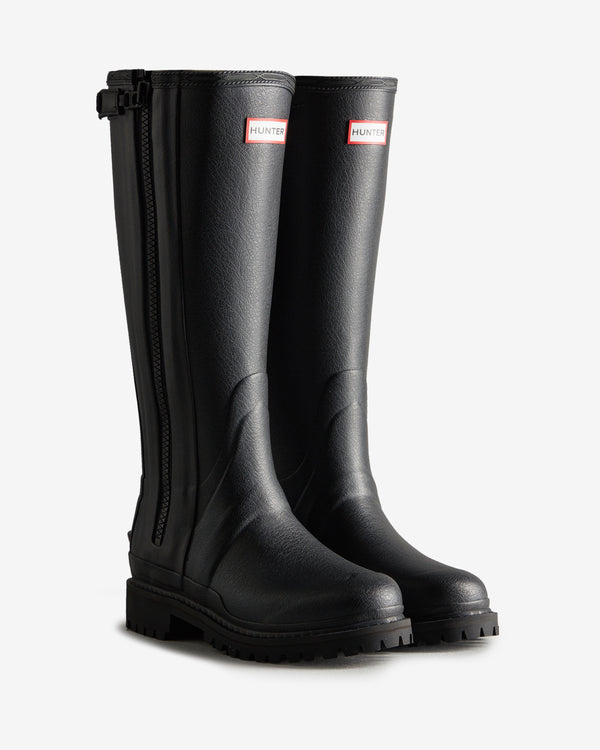 Botas Altas Hunter Balmoral Commando Rubber Zip Tall Wellington Feminino Pretas | 3190EIOJN