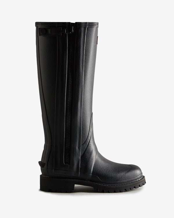 Botas Altas Hunter Balmoral Commando Rubber Zip Tall Wellington Feminino Pretas | 3190EIOJN