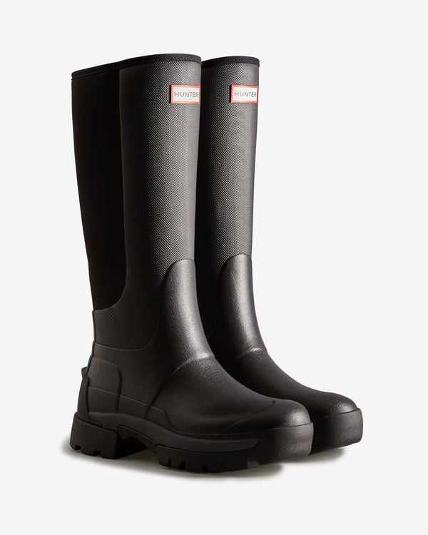 Botas Altas Hunter Balmoral Field Hybrid Tall Wellington Feminino Pretas | 0246HAGQJ