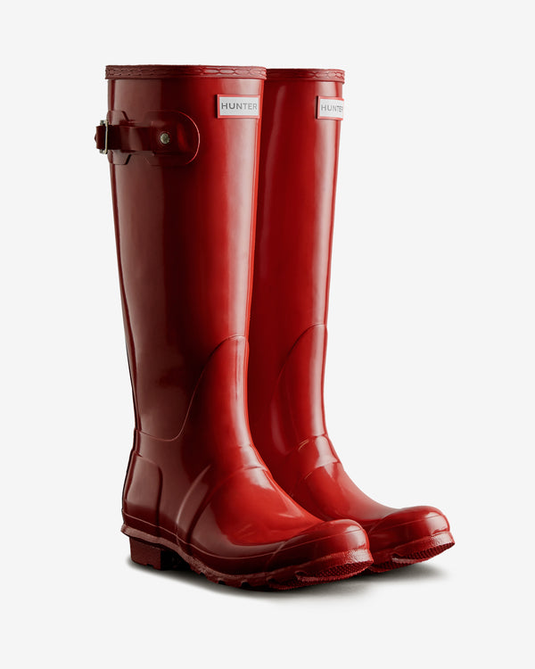 Botas Altas Hunter Original Tall Gloss Wellington Feminino Vermelhas | 2153JKNZH