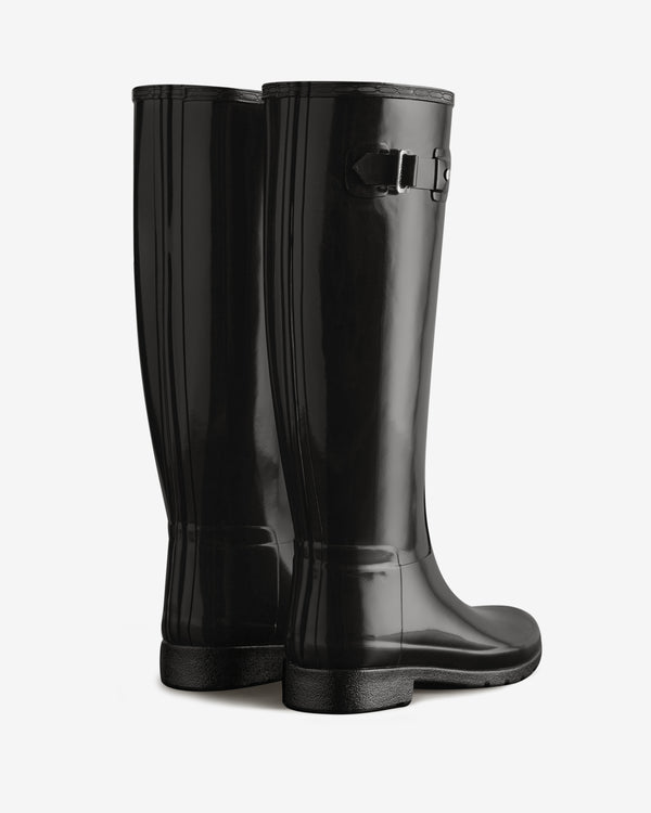 Botas Altas Hunter Refined Slim Fit Tall Gloss Wellington Feminino Pretas | 8946YQDEF