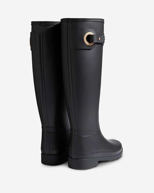 Botas Altas Hunter Refined Slim Fit Tall Eyelet Buckle Wellington Feminino Pretas | 3896DLQOE