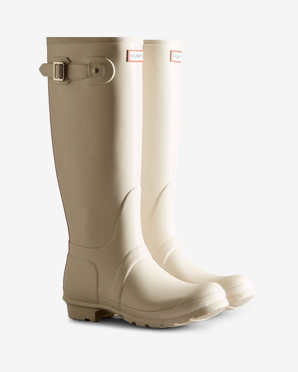 Botas Altas Hunter Tri-colour Logo Backstrap Tall Wellington Feminino Branco Amarelas | 5981HUDJG