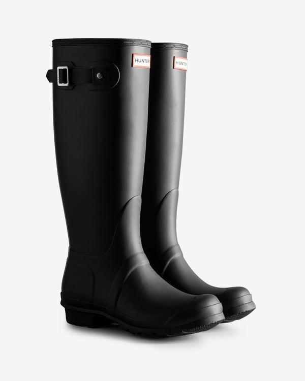 Botas Altas Hunter Tri-colour Logo Backstrap Tall Wellington Feminino Pretas | 1023RHVKB