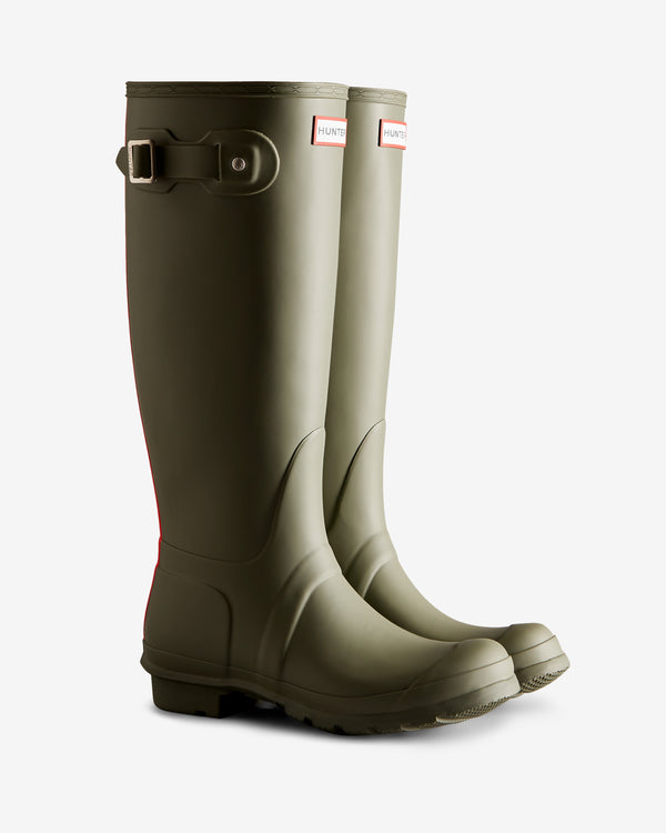 Botas Altas Hunter Tri-colour Logo Backstrap Tall Wellington Feminino Verdes | 0412XTMNJ