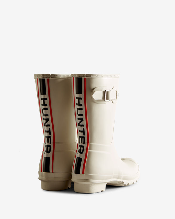 Botas Curtas Hunter Tri-colour Logo Backstrap Short Wellington Feminino Branco Amarelas | 0329UTOCV