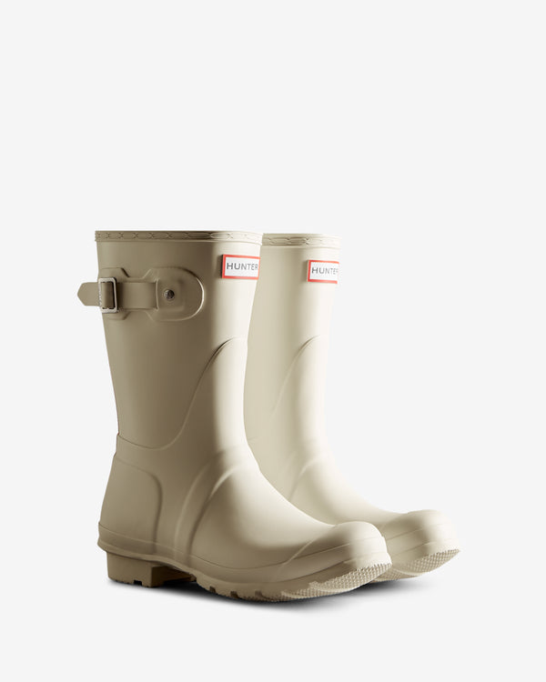 Botas Curtas Hunter Tri-colour Logo Backstrap Short Wellington Feminino Branco Amarelas | 0329UTOCV