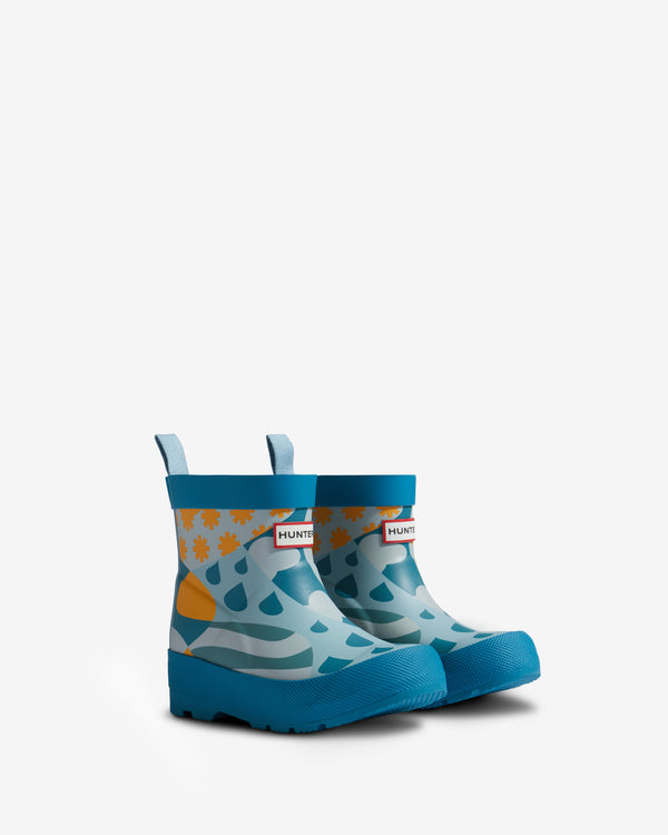 Botas Hunter Patchwork Weather Print Play Wellington Criança Turquesa | 8539QGHYI