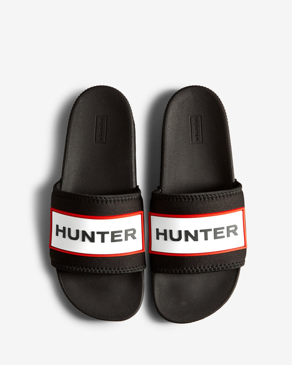 Chinelos Hunter Neoprene Logo Masculino Pretas | 8750HRYDW